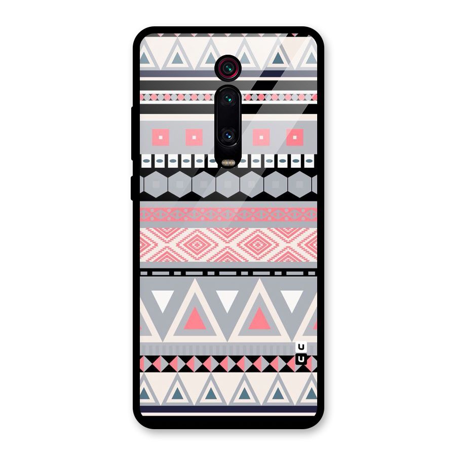 Grey Pink Pattern Glass Back Case for Redmi K20 Pro