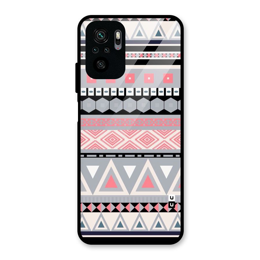 Grey Pink Pattern Glass Back Case for Redmi Note 10S