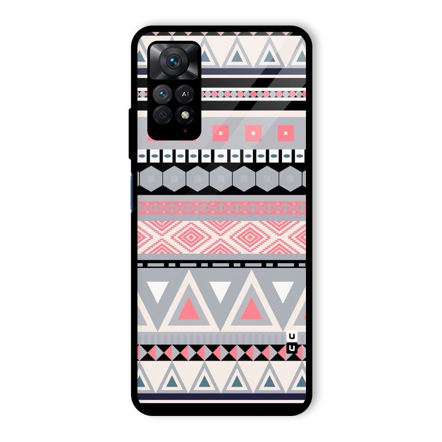 Grey Pink Pattern Glass Back Case for Redmi Note 11 Pro