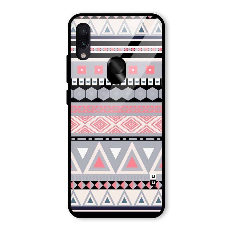 Grey Pink Pattern Glass Back Case for Redmi Note 7 Pro