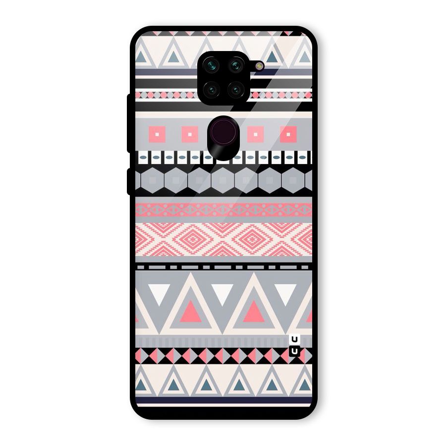 Grey Pink Pattern Glass Back Case for Redmi Note 9