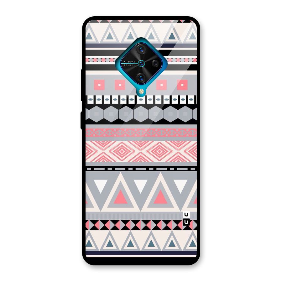 Grey Pink Pattern Glass Back Case for Vivo S1 Pro