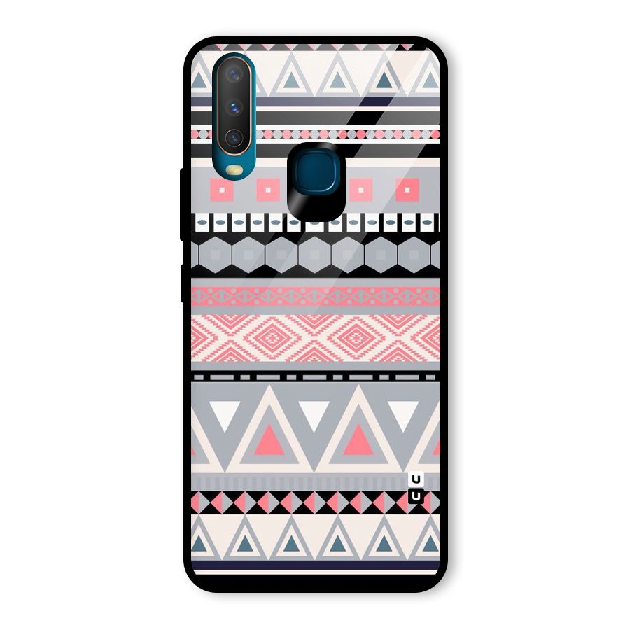 Grey Pink Pattern Glass Back Case for Vivo U10