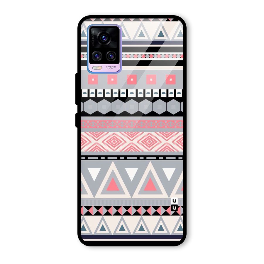 Grey Pink Pattern Glass Back Case for Vivo V20 Pro