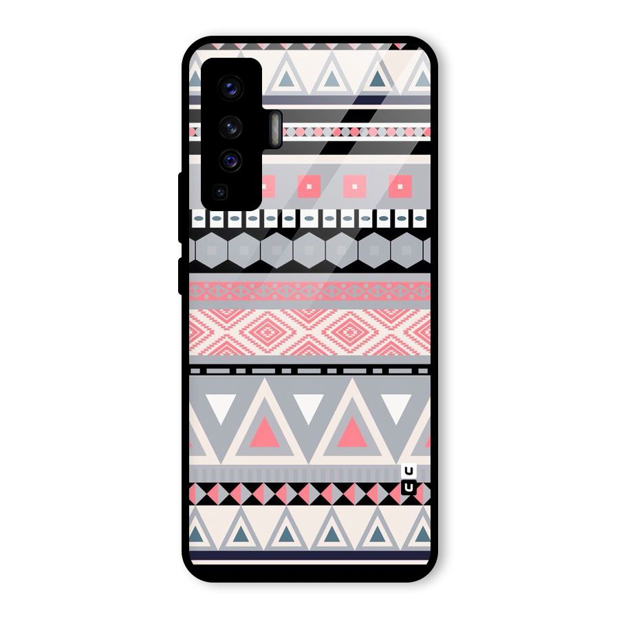 Grey Pink Pattern Glass Back Case for Vivo X50