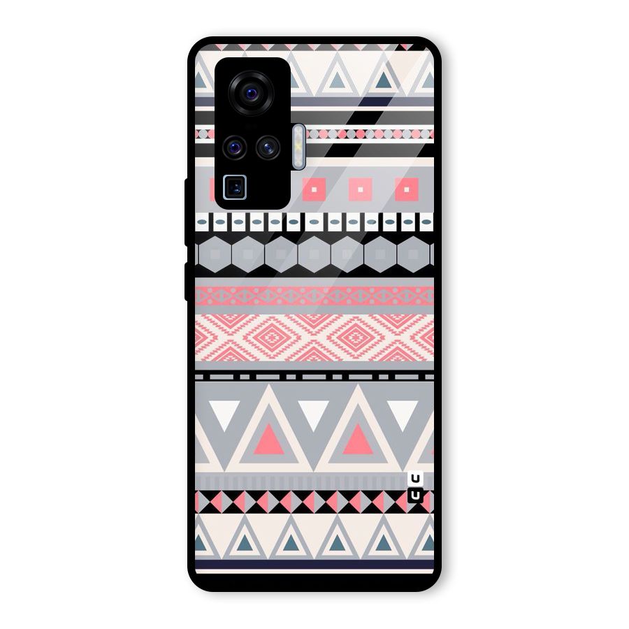 Grey Pink Pattern Glass Back Case for Vivo X50 Pro