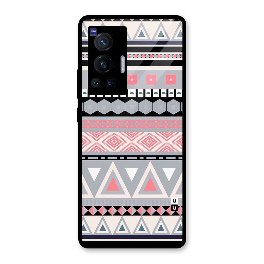 Grey Pink Pattern Glass Back Case for Vivo X70 Pro