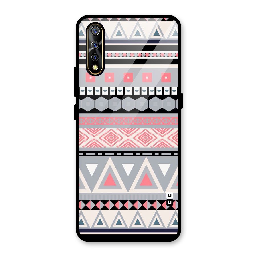 Grey Pink Pattern Glass Back Case for Vivo Z1x