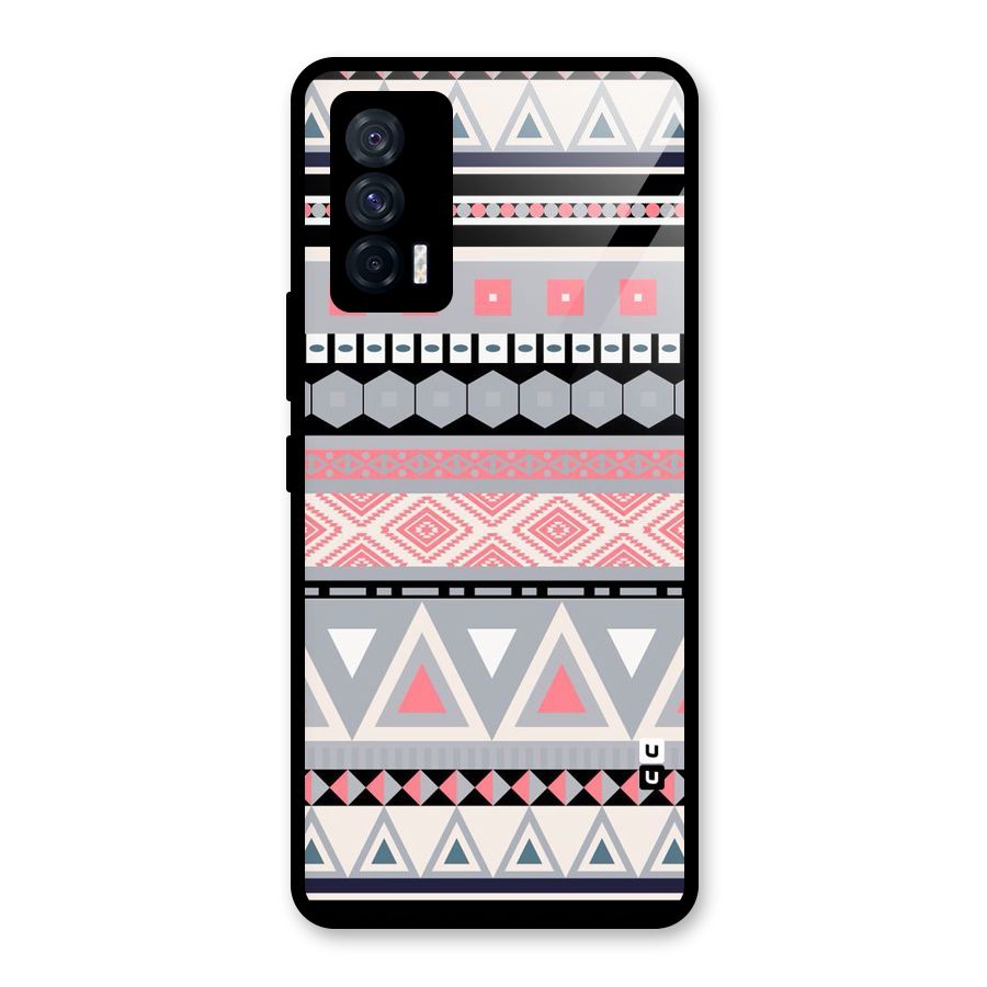 Grey Pink Pattern Glass Back Case for Vivo iQOO 7 5G