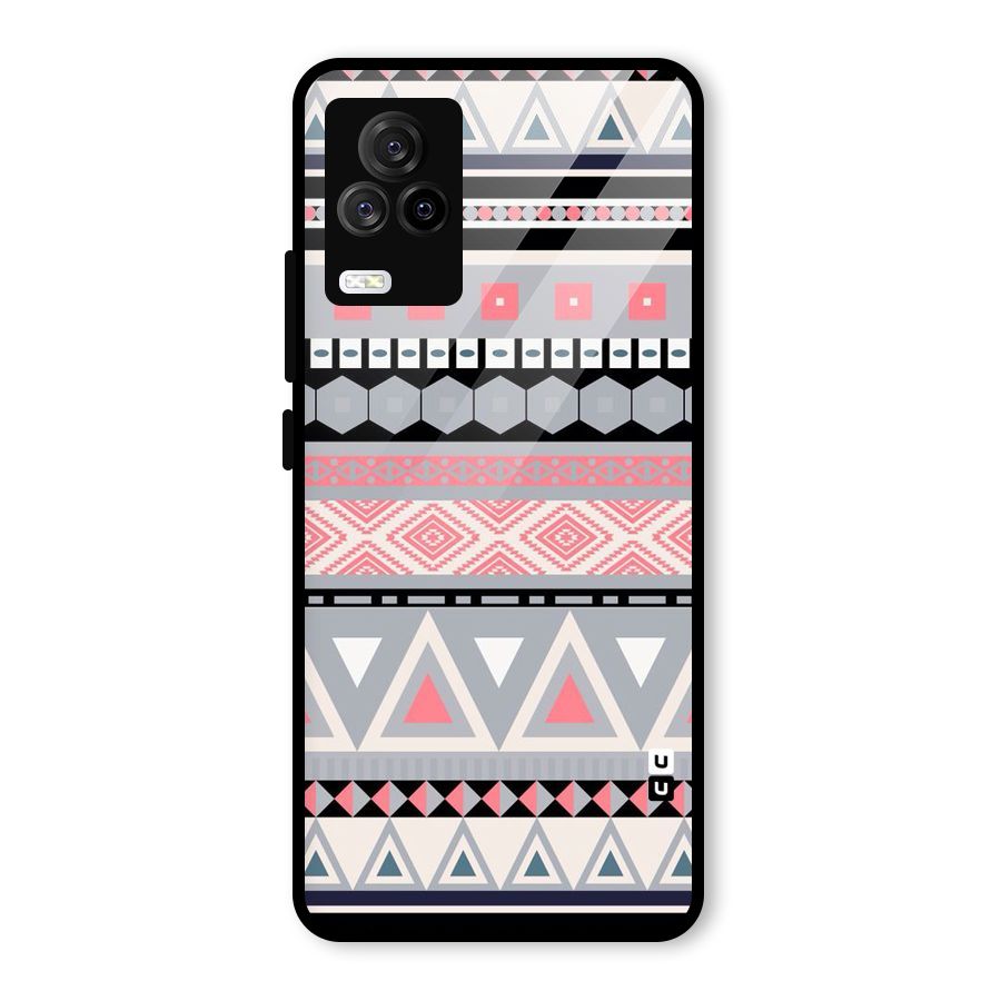 Grey Pink Pattern Glass Back Case for Vivo iQOO 7 Legend 5G