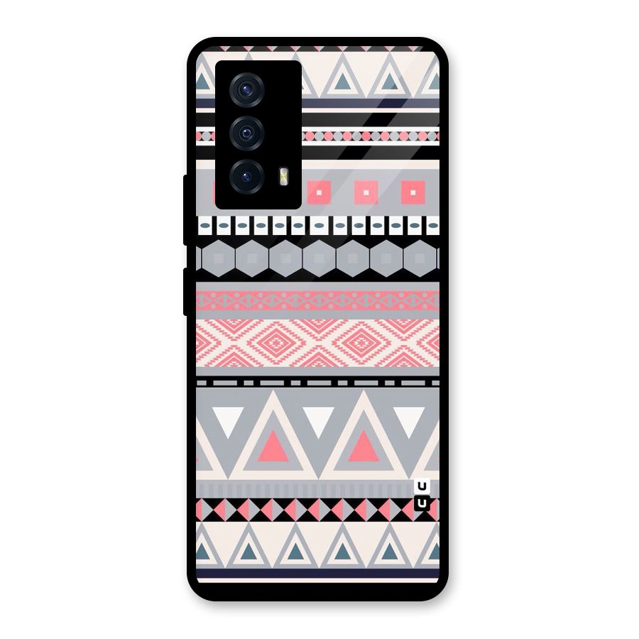 Grey Pink Pattern Glass Back Case for Vivo iQOO Z5