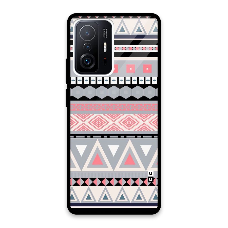 Grey Pink Pattern Glass Back Case for Xiaomi 11T Pro