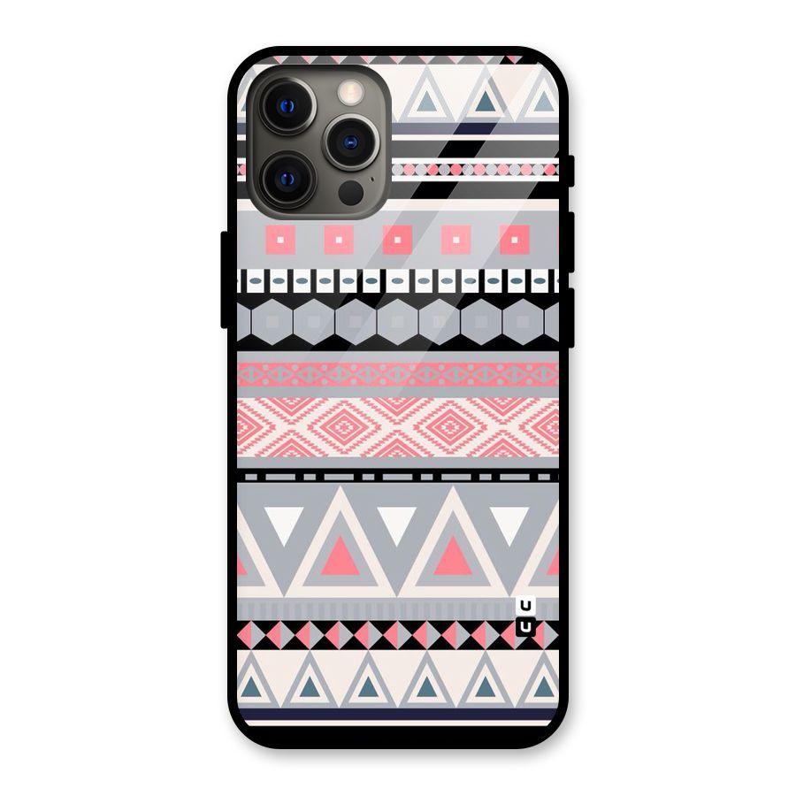 Grey Pink Pattern Glass Back Case for iPhone 12 Pro Max