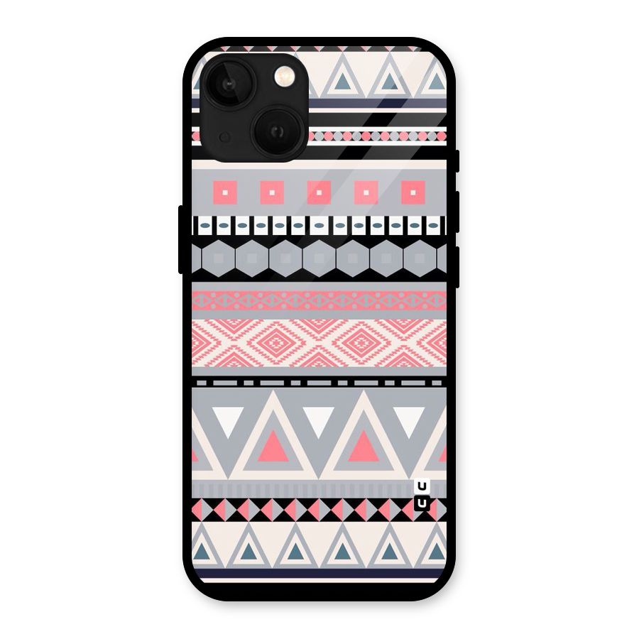 Grey Pink Pattern Glass Back Case for iPhone 13
