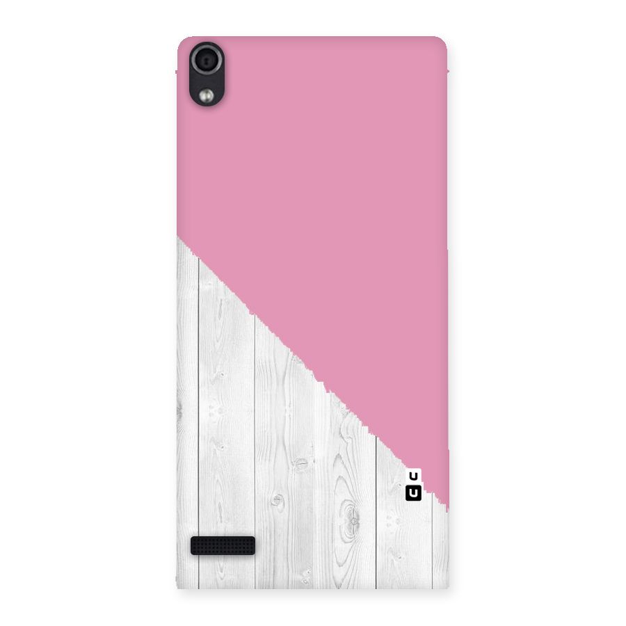 Grey Pink Wooden Design Back Case for Ascend P6