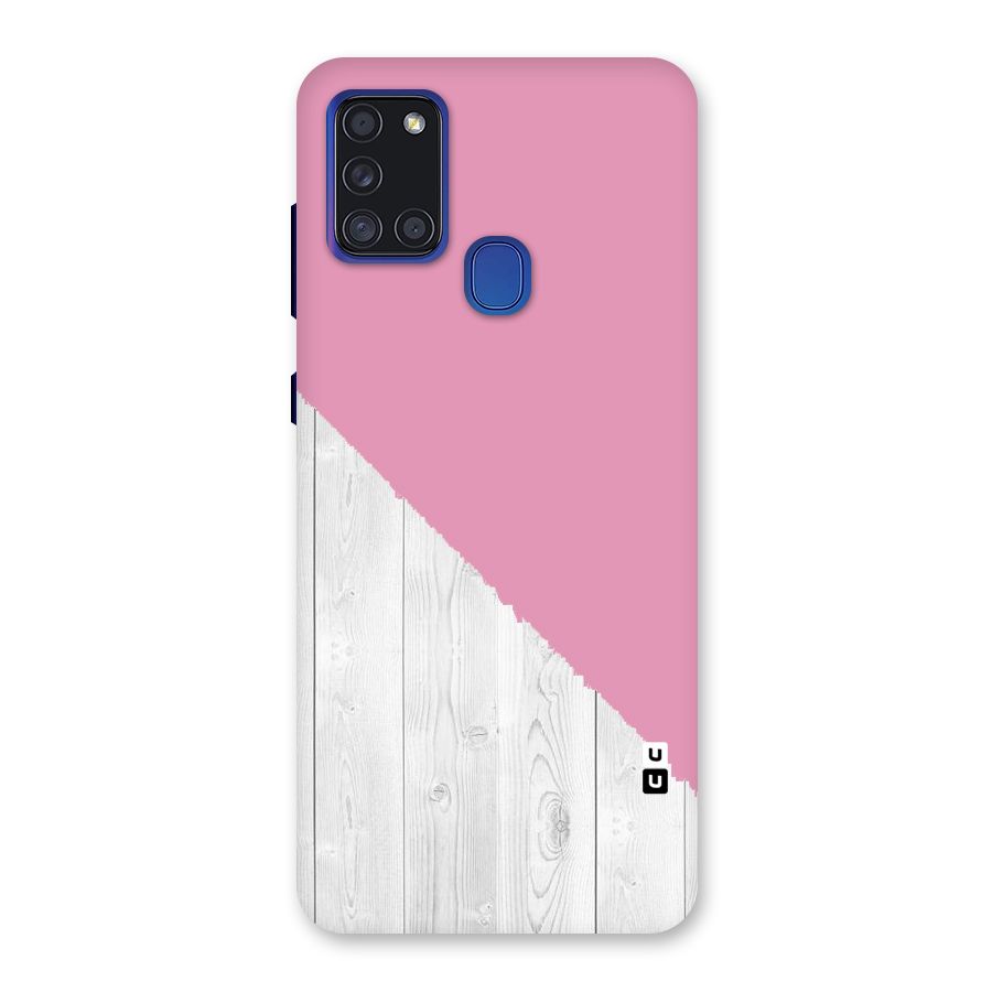 Grey Pink Wooden Design Back Case for Galaxy A21s