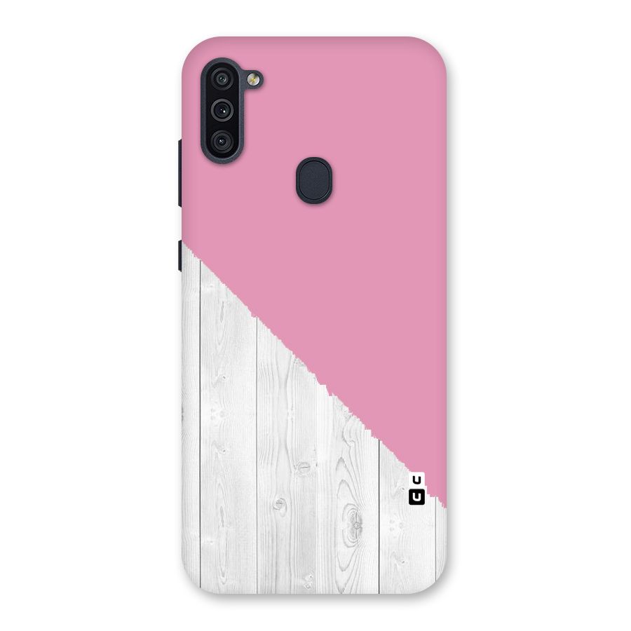 Grey Pink Wooden Design Back Case for Galaxy M11
