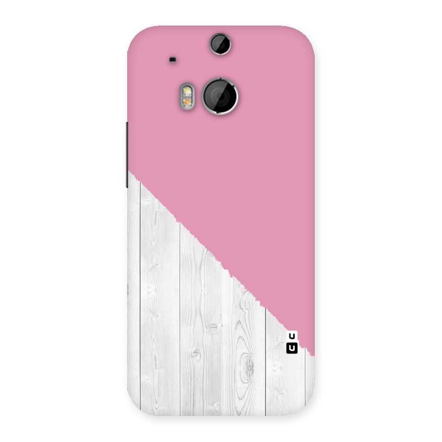 Grey Pink Wooden Design Back Case for HTC One M8