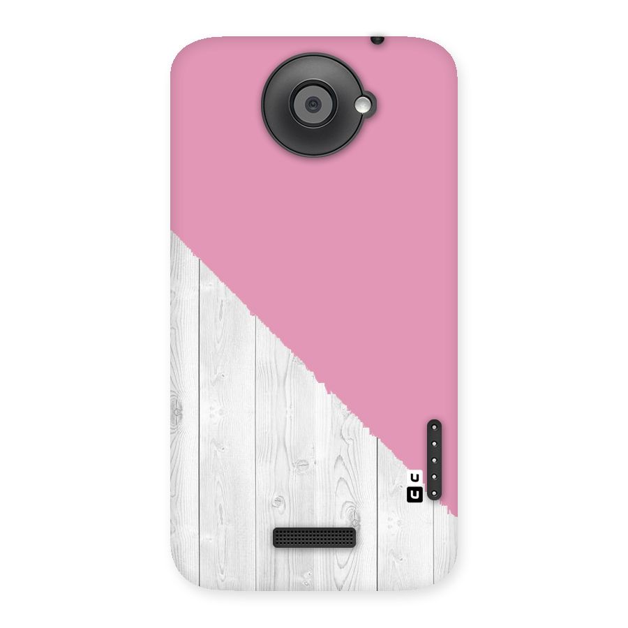 Grey Pink Wooden Design Back Case for HTC One X