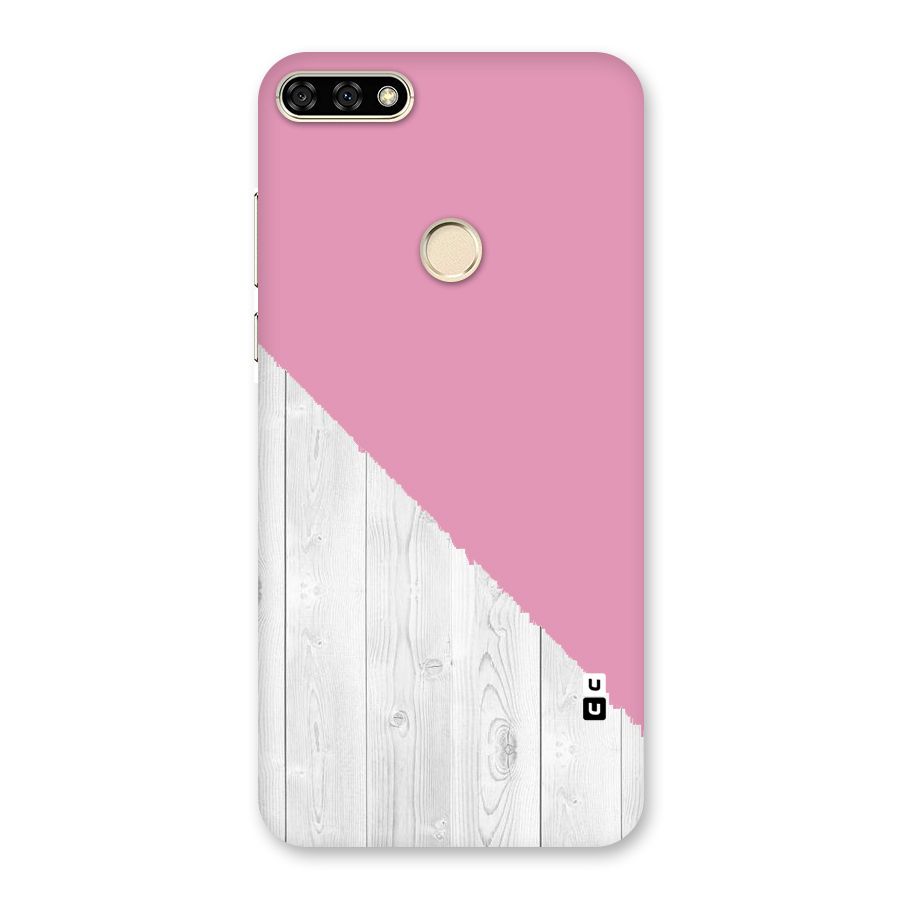 Grey Pink Wooden Design Back Case for Honor 7A