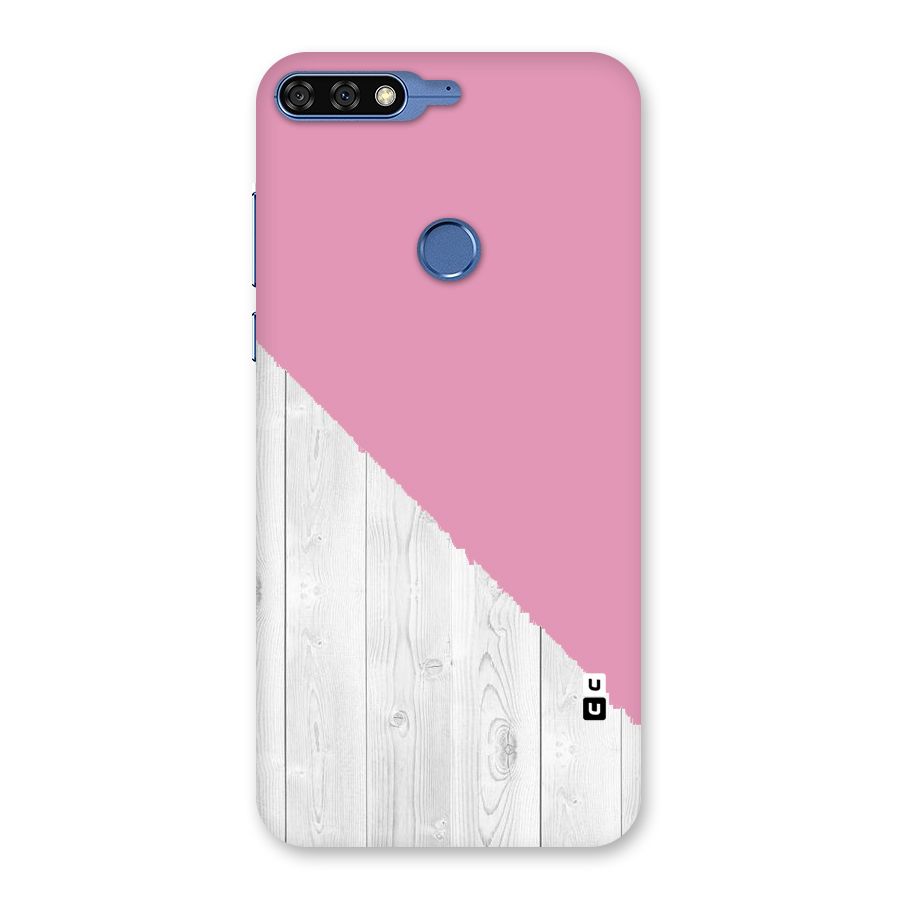 Grey Pink Wooden Design Back Case for Honor 7C