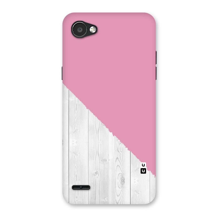 Grey Pink Wooden Design Back Case for LG Q6