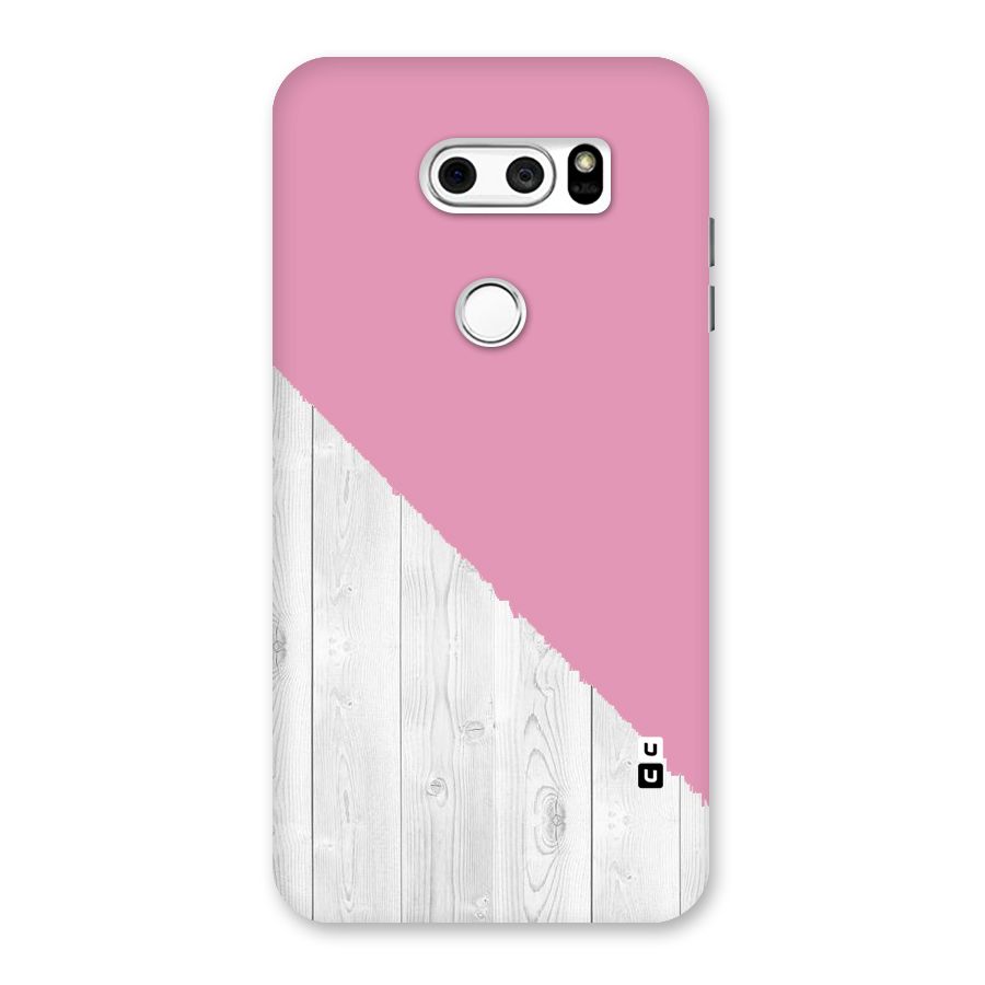 Grey Pink Wooden Design Back Case for LG V30