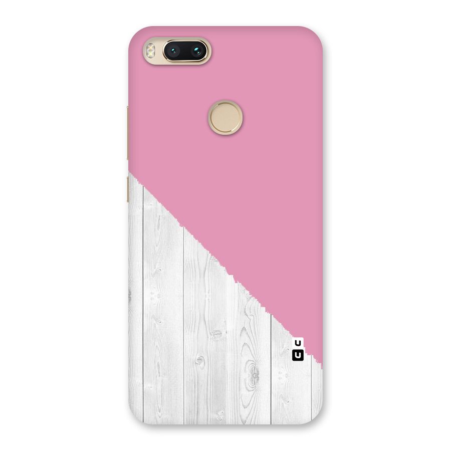 Grey Pink Wooden Design Back Case for Mi A1