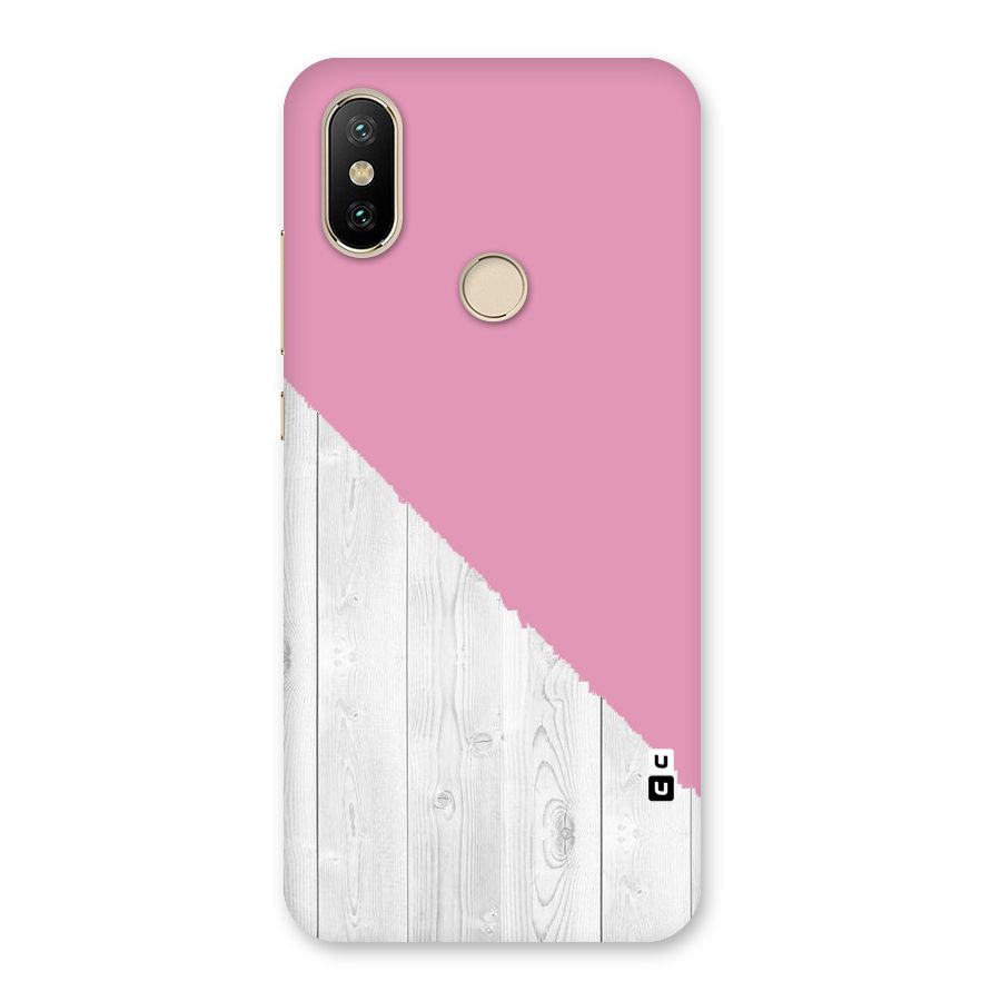 Grey Pink Wooden Design Back Case for Mi A2