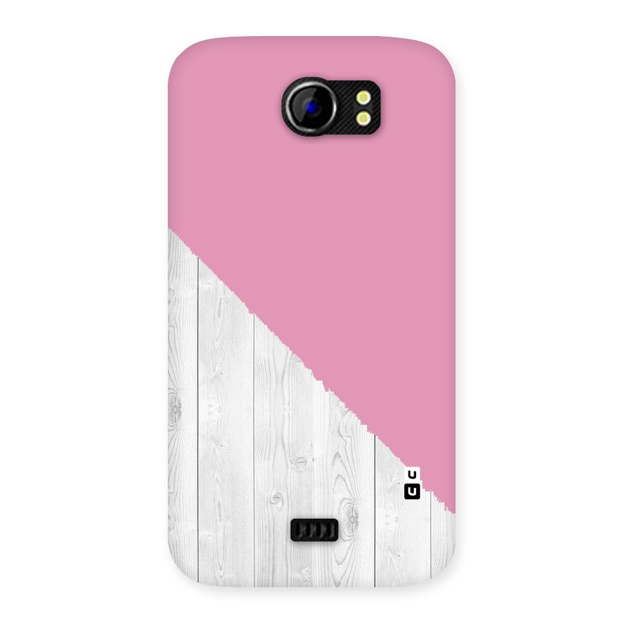 Grey Pink Wooden Design Back Case for Micromax Canvas 2 A110