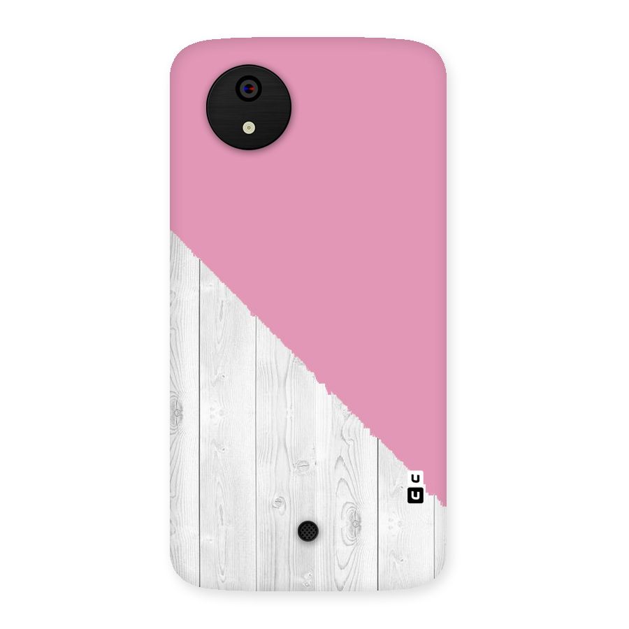 Grey Pink Wooden Design Back Case for Micromax Canvas A1