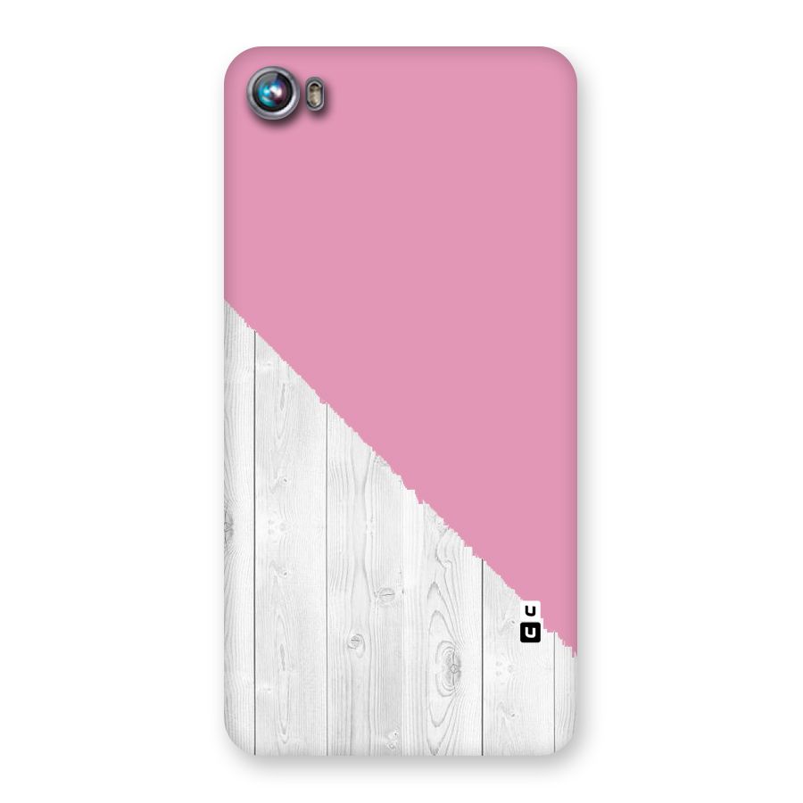Grey Pink Wooden Design Back Case for Micromax Canvas Fire 4 A107