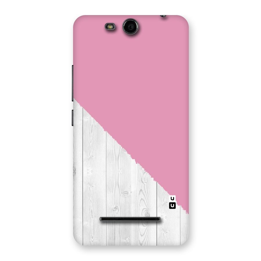 Grey Pink Wooden Design Back Case for Micromax Canvas Juice 3 Q392