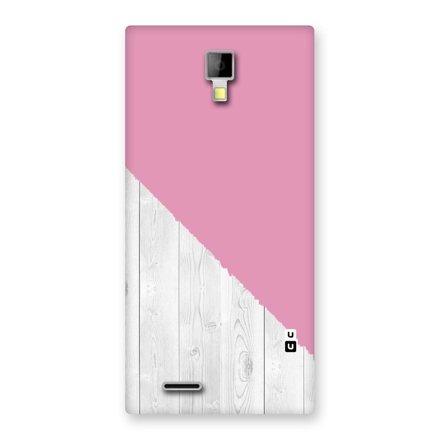 Grey Pink Wooden Design Back Case for Micromax Canvas Xpress A99