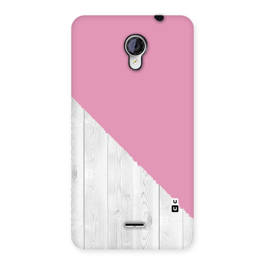 Grey Pink Wooden Design Back Case for Micromax Unite 2 A106