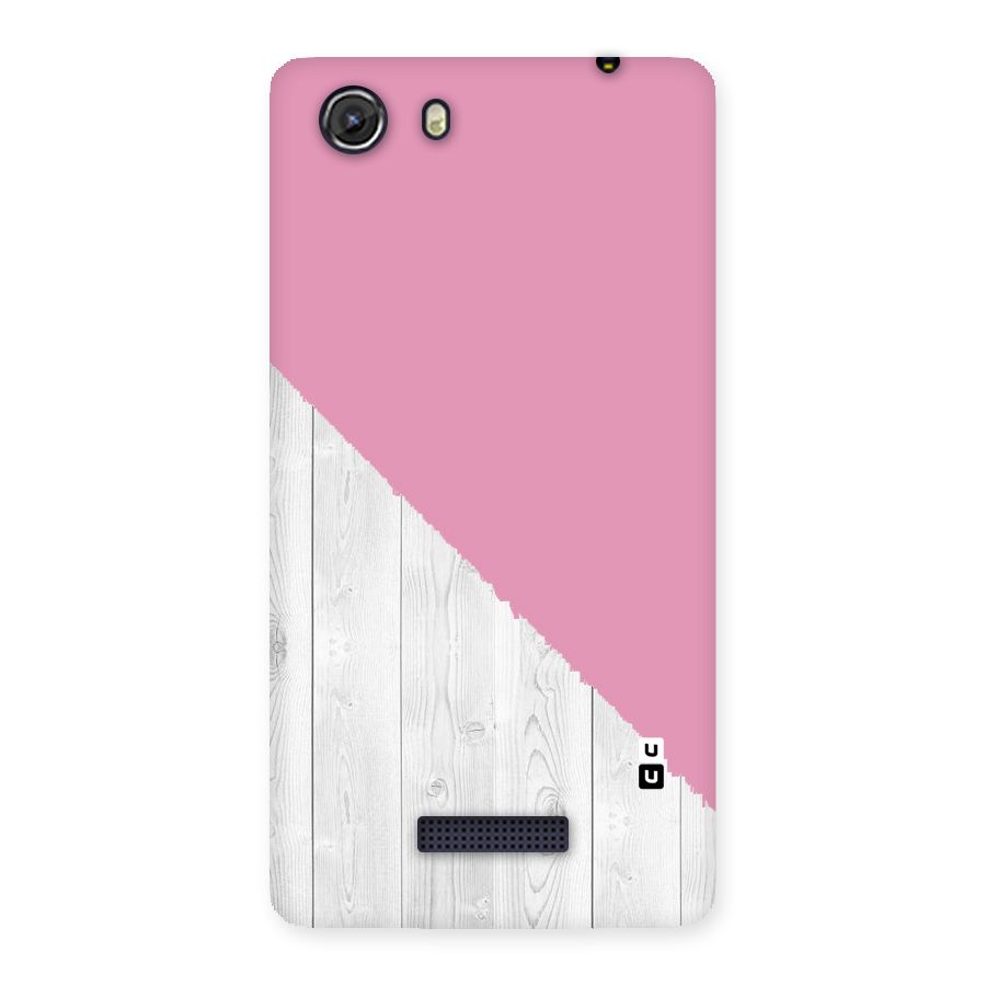 Grey Pink Wooden Design Back Case for Micromax Unite 3