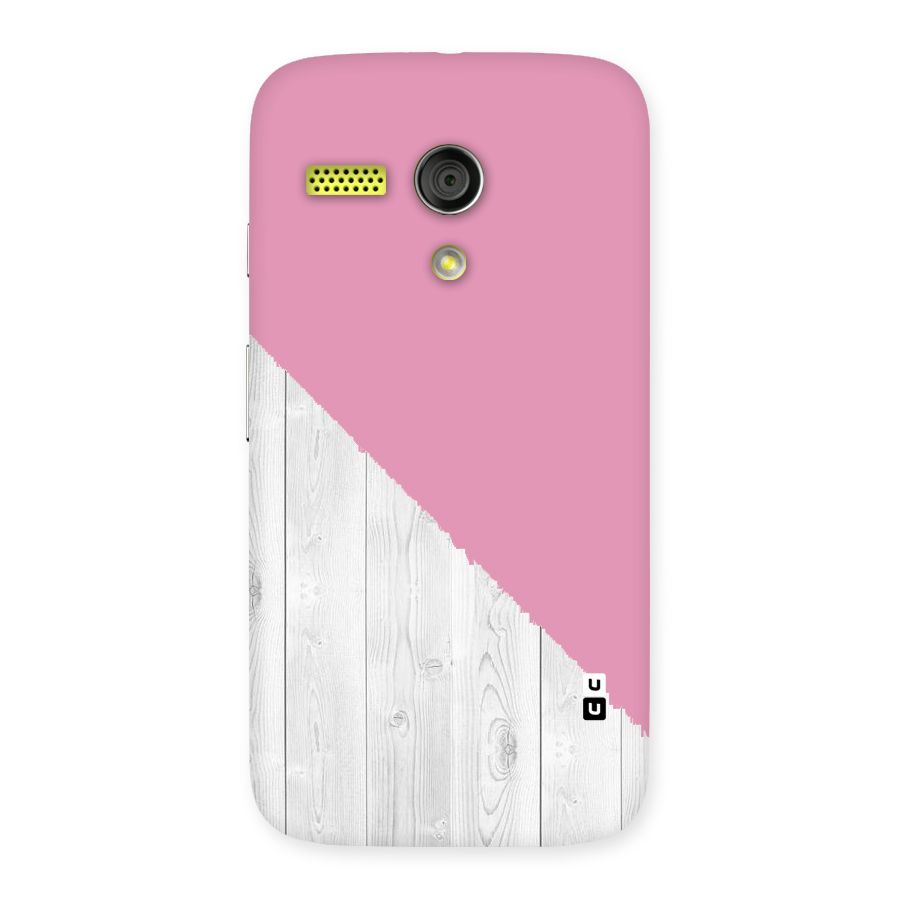 Grey Pink Wooden Design Back Case for Moto G