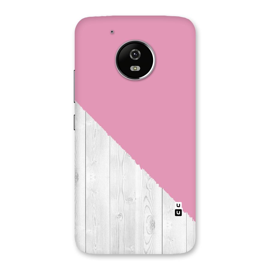 Grey Pink Wooden Design Back Case for Moto G5