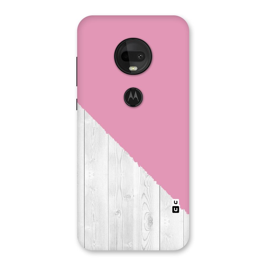 Grey Pink Wooden Design Back Case for Moto G7