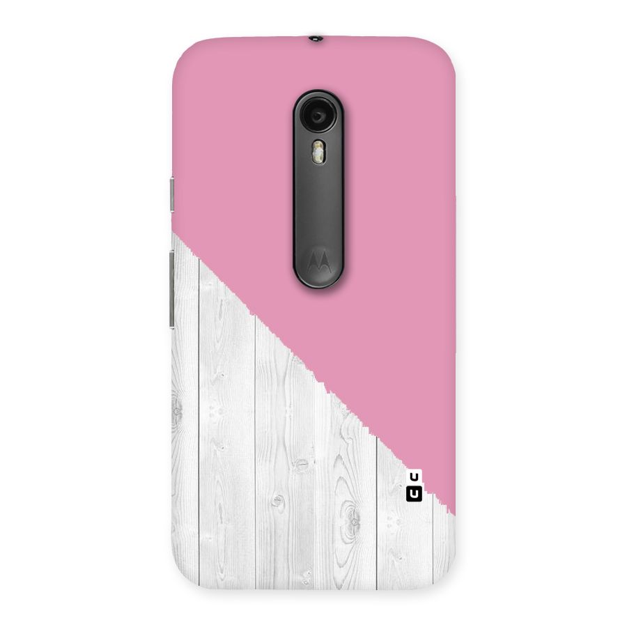 Grey Pink Wooden Design Back Case for Moto G Turbo