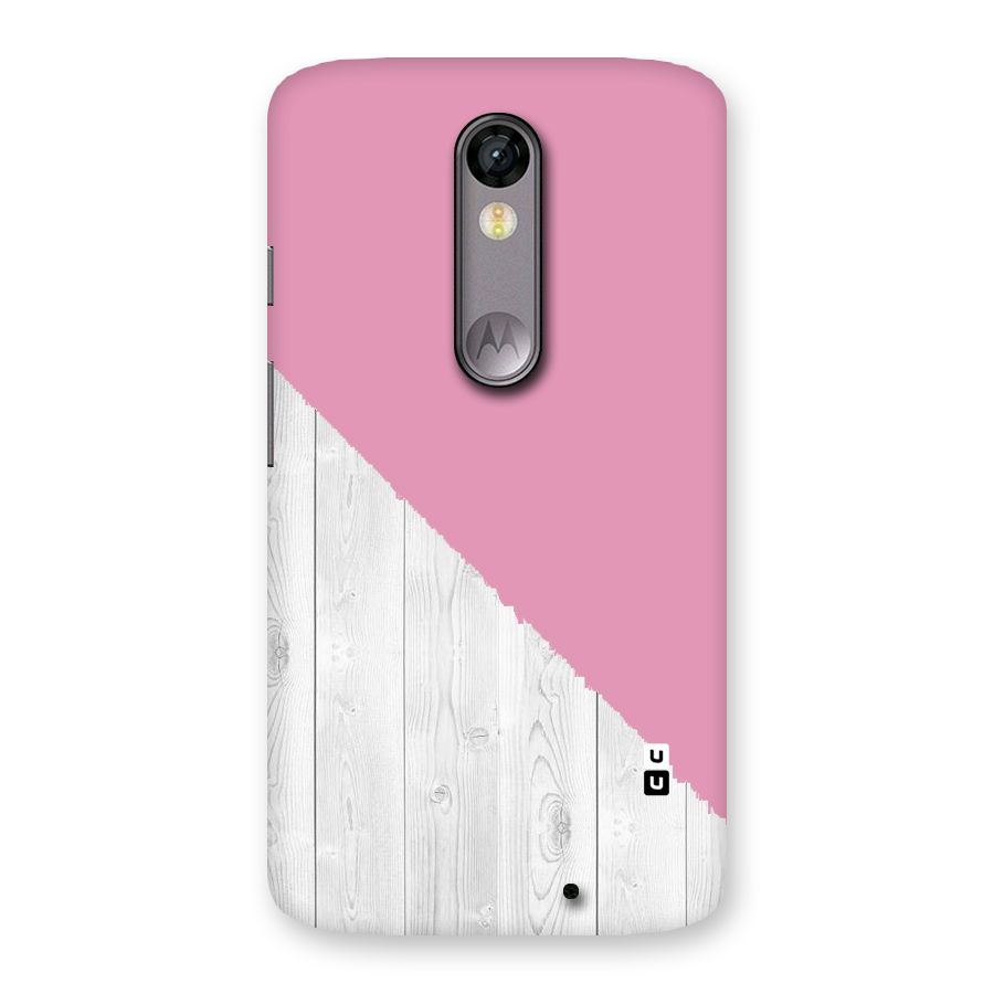 Grey Pink Wooden Design Back Case for Moto X Force