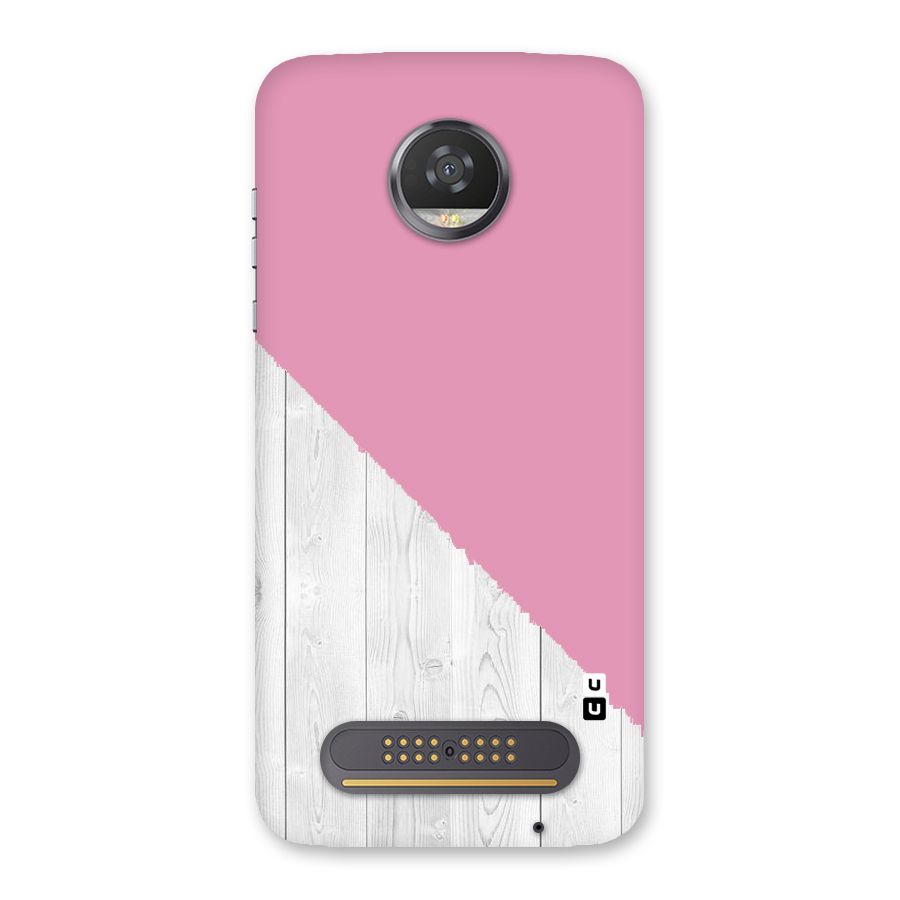 Grey Pink Wooden Design Back Case for Moto Z2 Play