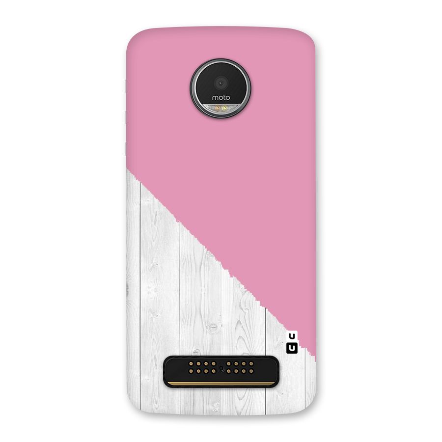 Grey Pink Wooden Design Back Case for Moto Z Play