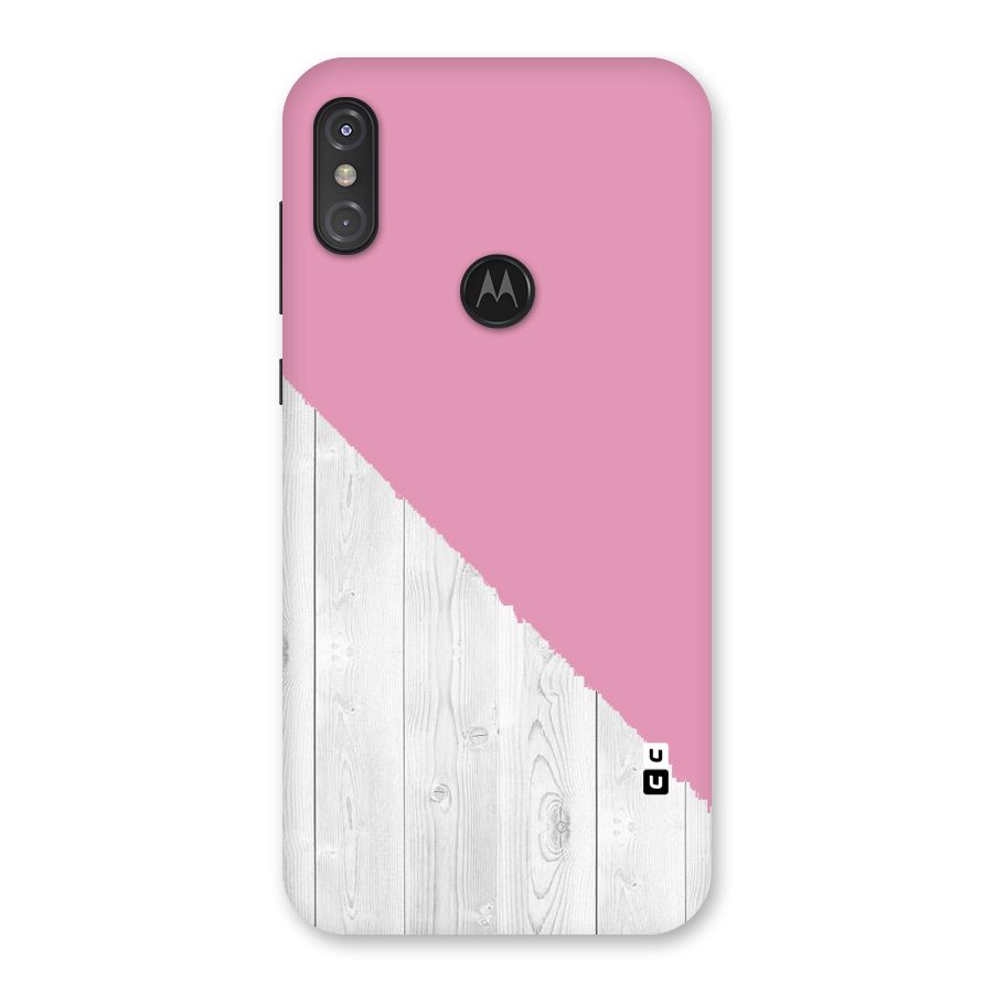 Grey Pink Wooden Design Back Case for Motorola One Power