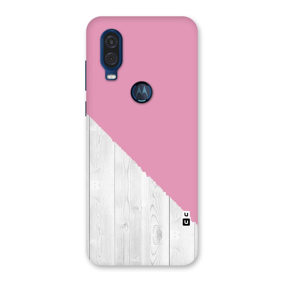 Grey Pink Wooden Design Back Case for Motorola One Vision