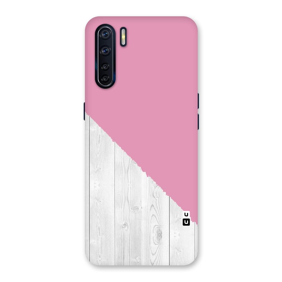 Grey Pink Wooden Design Back Case for Oppo F15