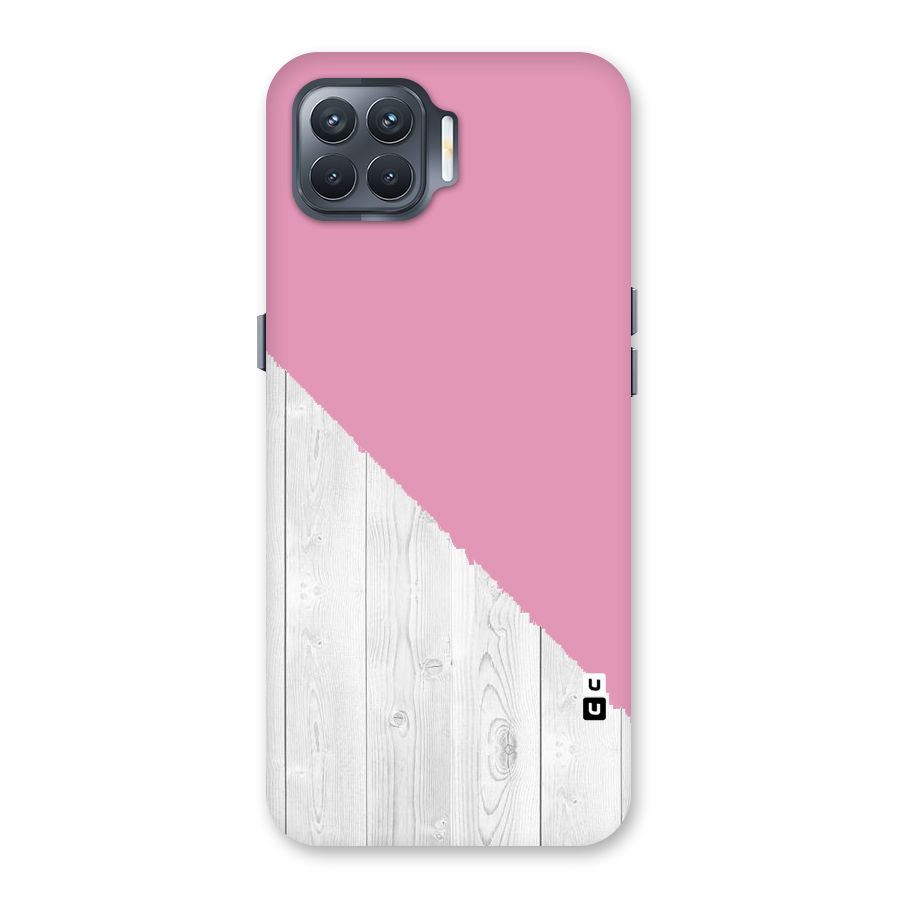Grey Pink Wooden Design Back Case for Oppo F17 Pro