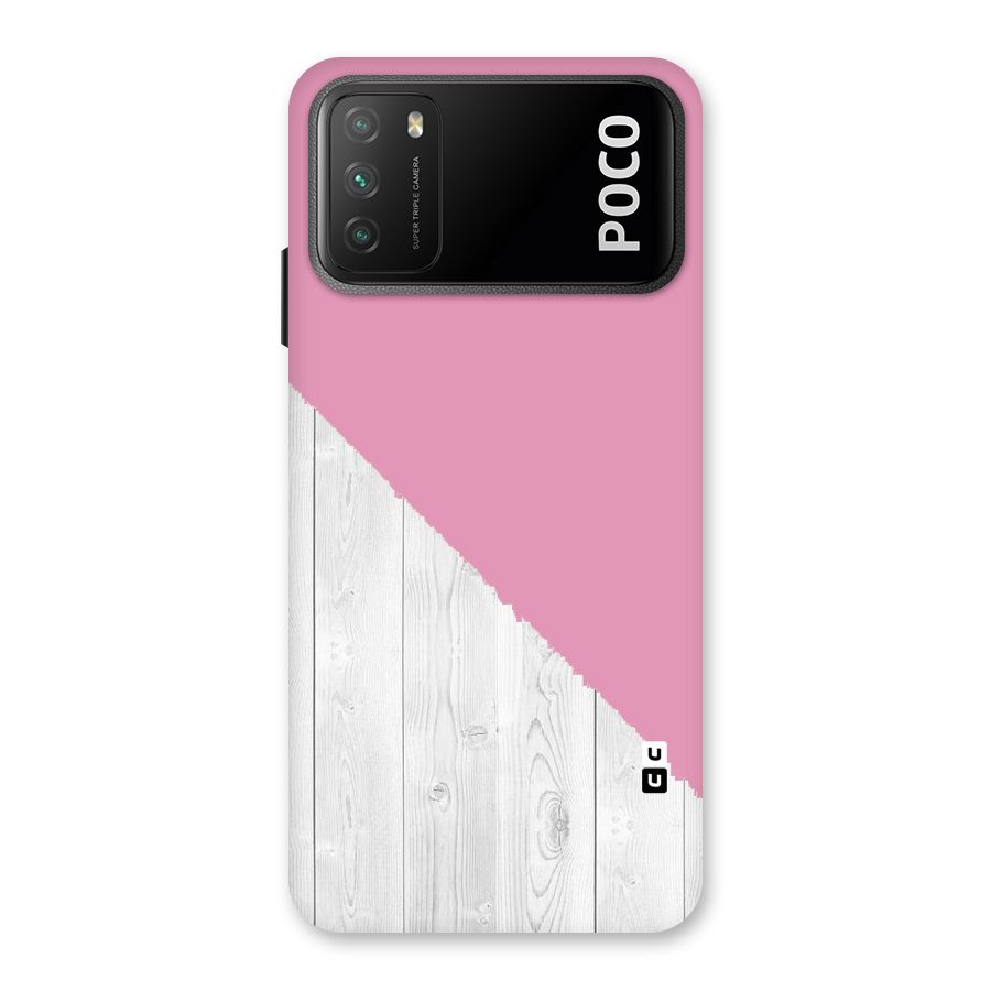 Grey Pink Wooden Design Back Case for Poco M3