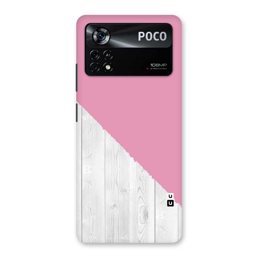 Grey Pink Wooden Design Back Case for Poco X4 Pro 5G