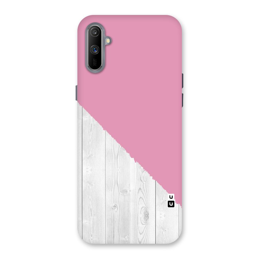 Grey Pink Wooden Design Back Case for Realme C3